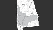 Map of Black Belt of Alabama darkened